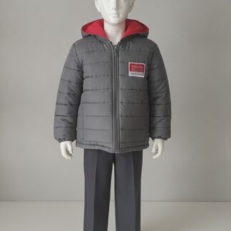 Jaqueta Puffer do uniforme do Colégio Parthenon, vista de frente